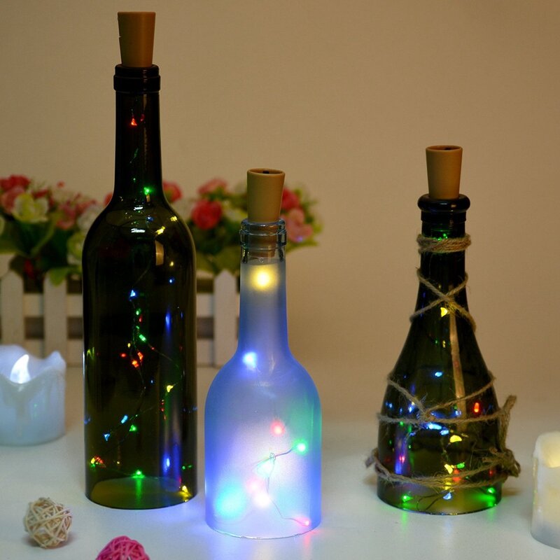 10x 1m 10led led rolha de garrafa em forma de cortiça luz de vidro vinho led fio de cobre luzes da corda diy para luzes de natal festa decoração