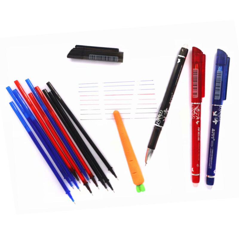 Lote de 12 bolígrafos borrables de recambio, varilla lavable con mango de 0,5mm, bolígrafo de Gel de tinta azul/negro/rojo para la escuela, suministros de oficina, herramienta de papelería