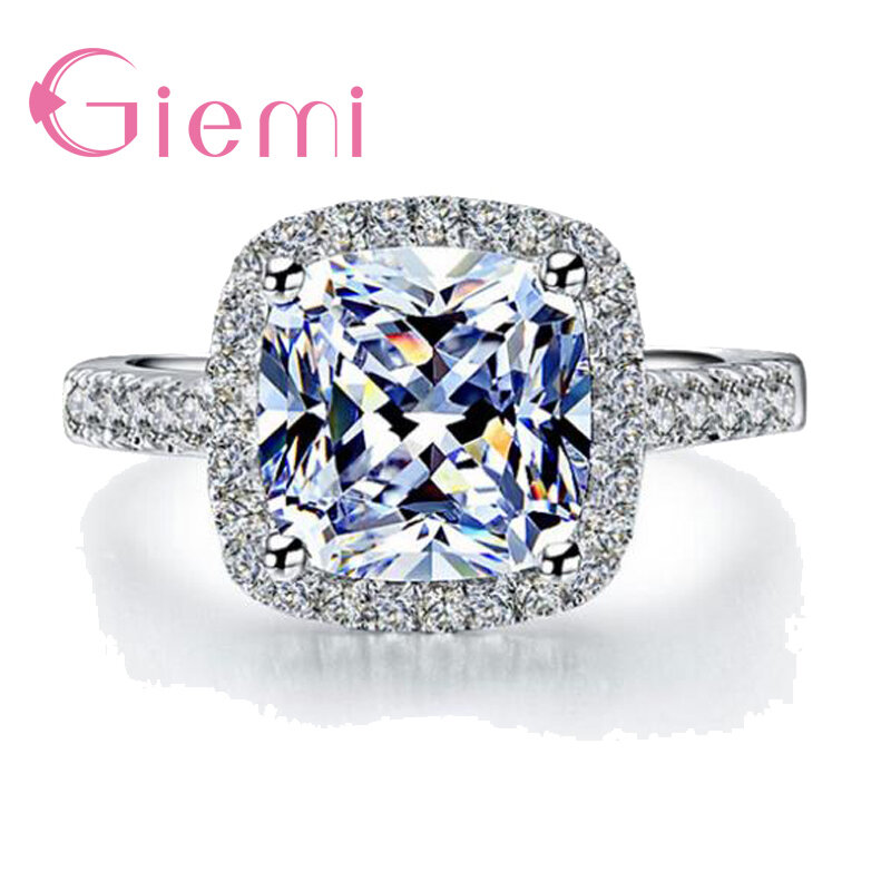 Trendy Mode Hochzeit Ringe für Frauen Zirkonia Engagement Ring Weibliche 925 Sterling Silber Finger Ringe