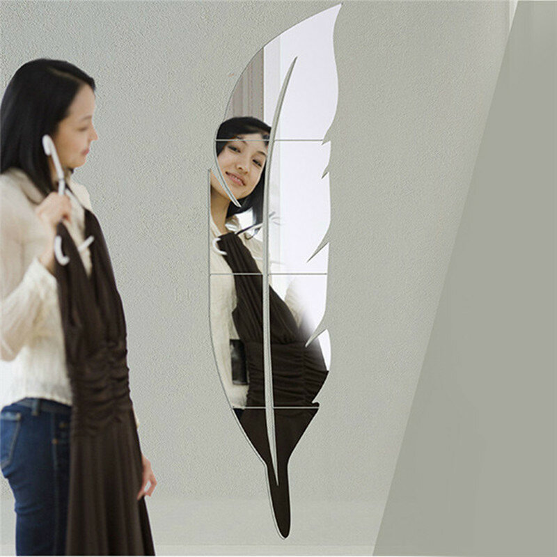 15*72 cm Pena DIY Padrão Efeito de Espelho Acrílico Adesivos de Parede de Decoração Para Casa Mural Espelho Maquiagem Spiegel