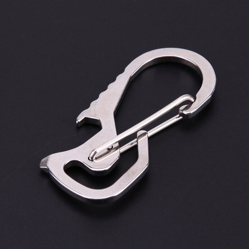 Carabiner Keychain Hook Outdoor Stainless Steel Carabiner Cap Lifter Hex Driver Bottle Opener Keychain Ring Climbing Accessorie