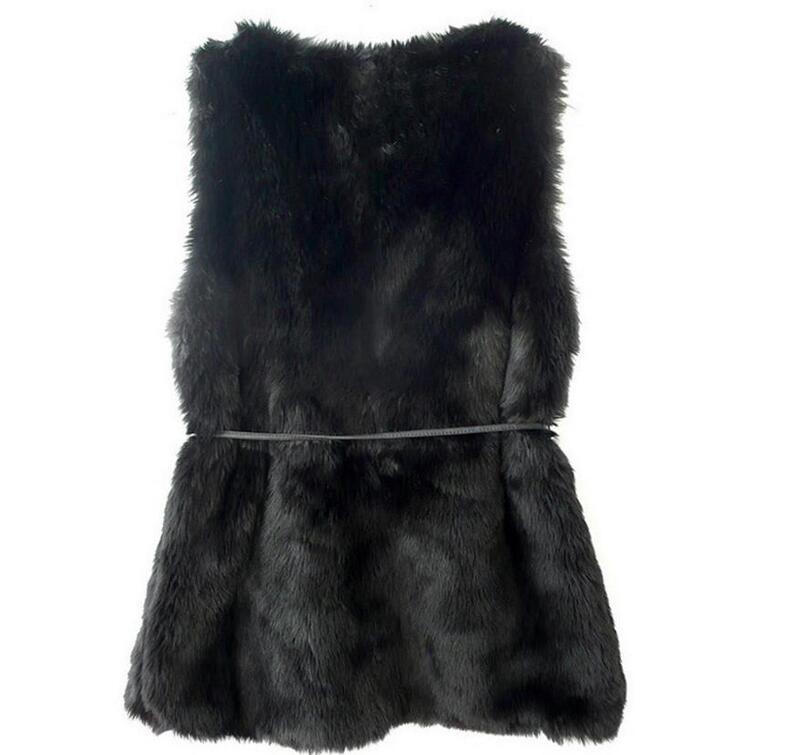 winter Women Faux Fur Vest Slim Long Faux fur Coat Women Gilet Fourrure Fur  Vest Coat