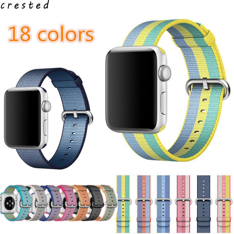 CRESTED Woven Nylon strap For apple watch band 42 mm/38  Sport wrist braclet Fabric-feel metal bucket belt for iwatch 1/2/3
