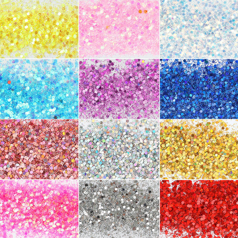 12 Colors Nail Glitter Mix Bột Shiny Sequins cho Trang Trí Móng Tay và Phấn Mắt Trang Điểm 12 Colors Nail Glitter Mix Bột sáng bóng
