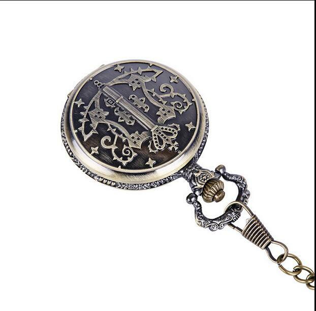Reloj Vintage para hombre y mujer, pulsera de cuarzo con colgante de varita mágica de bronce, reloj de bolsillo