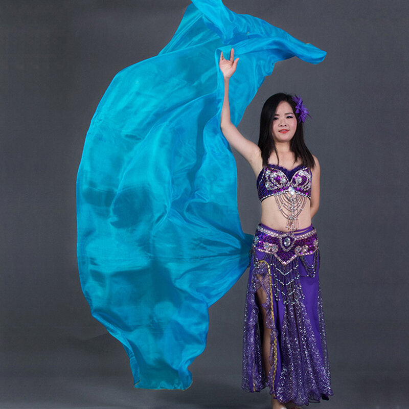 100% Silk Performance Dance Solid Color Light Texture Veil Shawls Women Scarf Costumes Accessories Belly Dance Veils 250cmx110cm