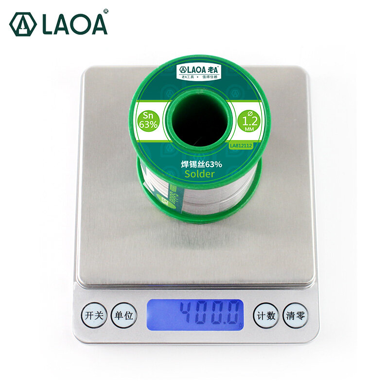 LAOA 납땜 주석 와이어 납땜 심지, 63% 함량 0.8-2.3mm 납땜 와이어 용접 와이어, 400G, 1 개