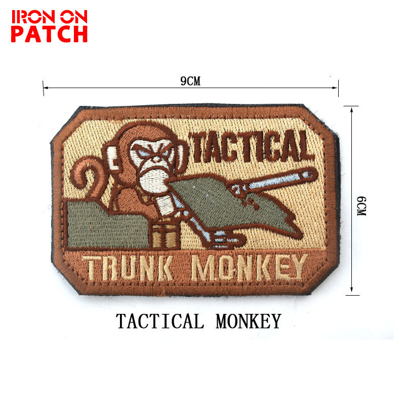 Patch tático do bordado para o revestimento, Patchwork militar, tronco do macaco do tanque, braçadeira do gancho e do laço, epaulette Button Badge