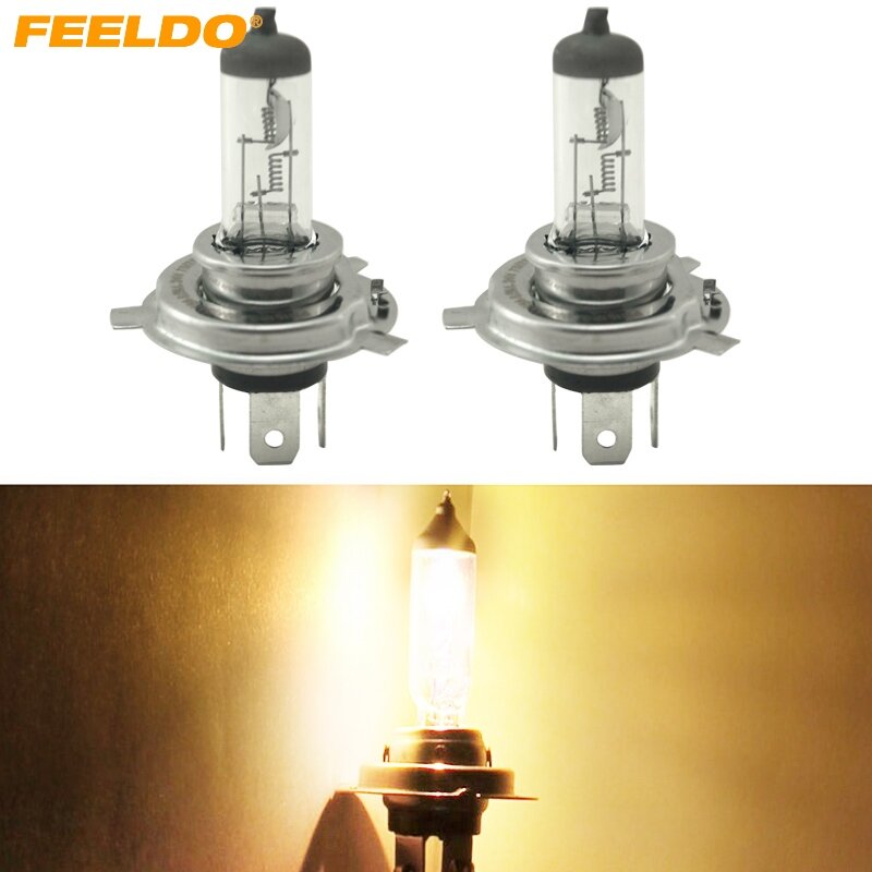 Feeldo lâmpada led para farol de carro, 2 peças branca quente automática, h4 dc 24v 70w 100w, 3000k # mx3161