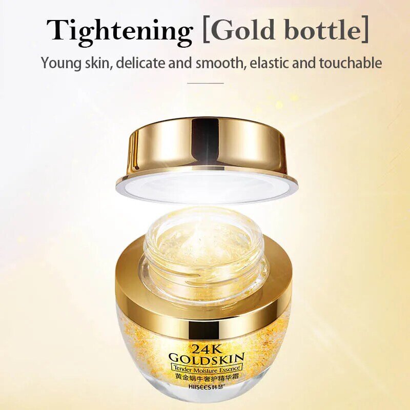 24K Gold Snial krem do twarzy sucha skóra pielęgnacja przeciw zmarszczkom rozjaśniający kolagen Anti-Aging wybielanie nawilżające kremy koreański P
