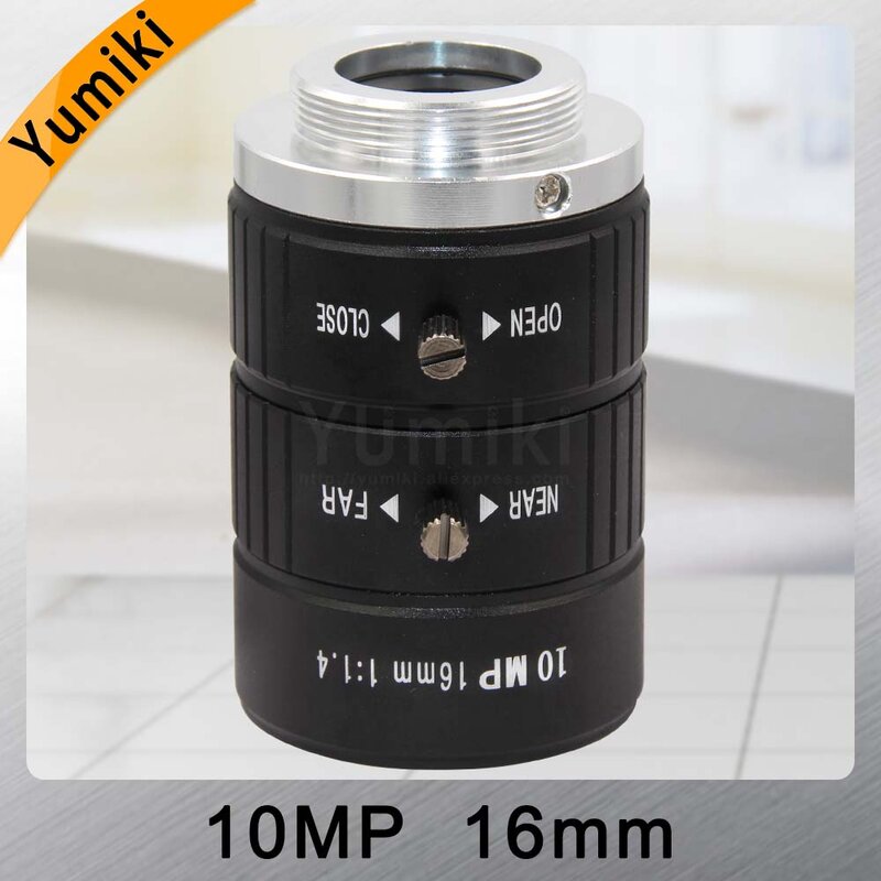 Yumiki HD 10MP CCTV Camera Lens 16mm F1.4 Aperture Mount C  for CCTV Camera or Industrial Microscope road monitoring