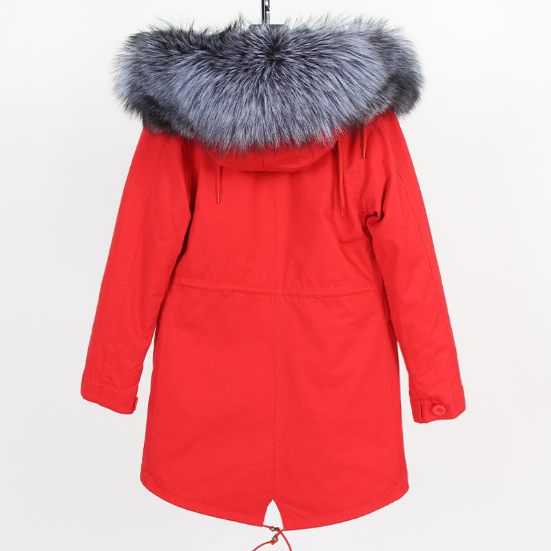 Maomaokong2020 newOversized Fox Fur Collar Removable liningParkerMid-Length Coat Women's Clothing Slim Fur