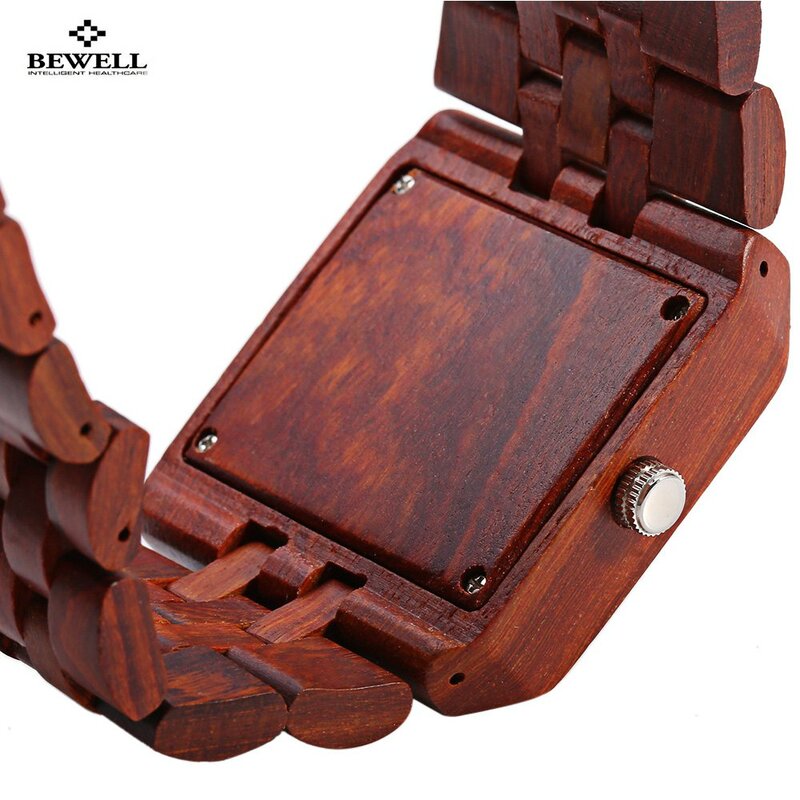 Bewell Men Imported Quartz Movtment Wooden Watch, Man Fashion Calendar Wood Wrist watch,  Waterproof Wristwatch