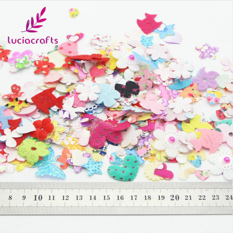 Lucia crafts-tela de mezcla de flores para manualidades, decoración de álbum de recortes de ropa hecha a mano, Appr 4 ~ 11g por lote, (APR 100 ~ 220 unids/lote por bolsa) B1102