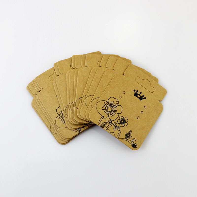 Lot de 200 cartes en papier marron pour bijoux, boucles d'oreilles, Clips, emballage, rectangulaire, 5.2x4.5cm, nouvelle mode