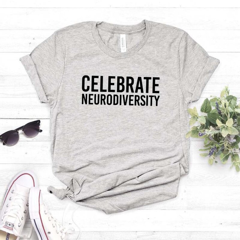 Vieren Neurodiversity Letters Vrouwen tshirt Katoen Casual Grappige t-shirt Voor Lady Girl Top Tee Hipster Ins Drop Schip NA-112