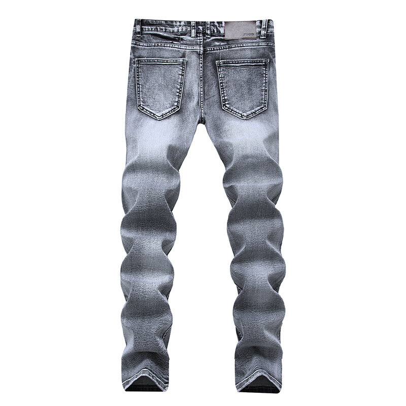 Мужские потертые рваные байкерские облегающие джинсы Moto Retro джинсовые брюки