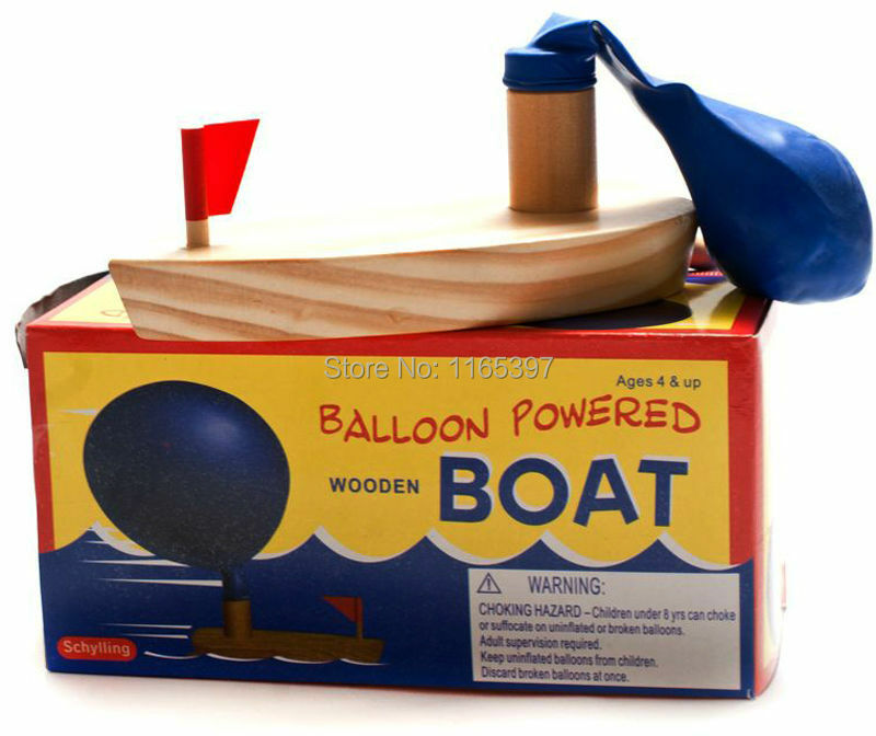 Gratis schip tiener kinderen kids wetenschappelijke wetenschap educatief modellen experimentele speelgoed materialen ballon aangedreven houten boot