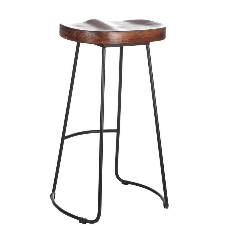 Set of 2 Industrial Bar Stools Kitchen Breakfast High Chair Wood Pub Seat Bar Stools Modern Bar Stool Tables