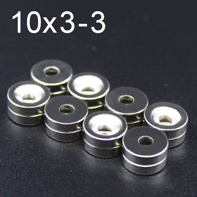 10/20/30/50Pcs 10mm x 3mm Hole: 3mm N35 NdFeB  Ring Neodymium Countersunk Magnets 10x3 Super Strong Rare Earth Magnet 10*3-3