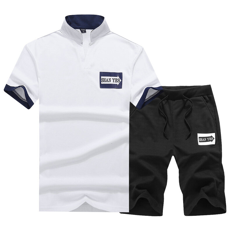 New Summer Men Set Short Sleeve T Shirts Tops+ Shorts Suit Sportswear Set Men's Clothing Sets Male Men's Tracksuit YE36