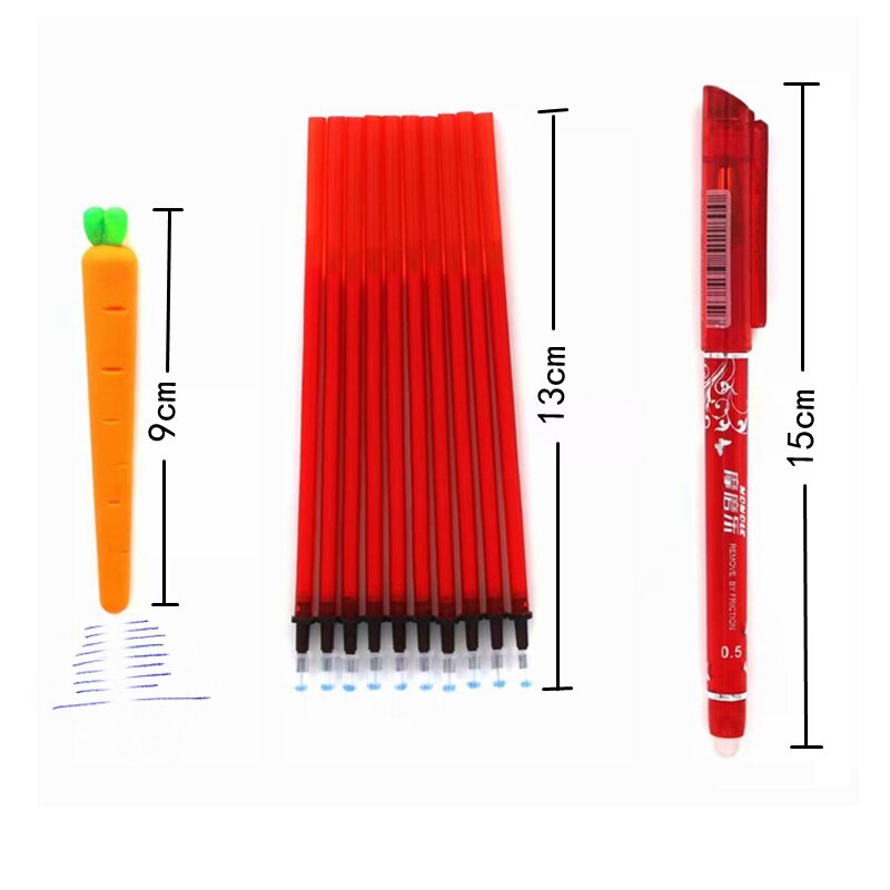 12Pcs/lot Erasable Pen Refill Rod Washable Handle 0.5mm Blue/Black/Red Ink Gel Pen for School Office Supplies Tool Stationery
