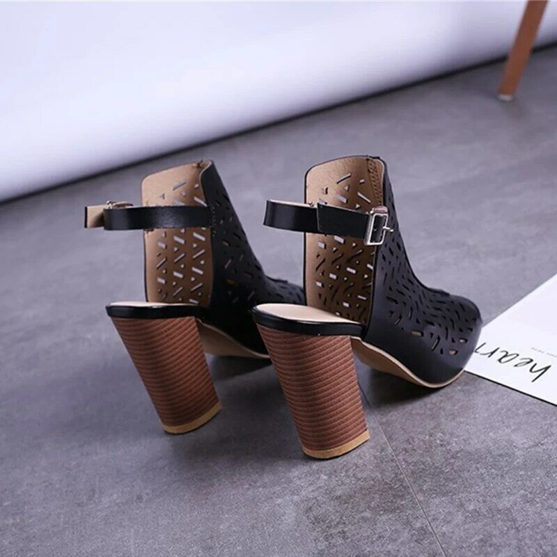 Ho Heave Women Comforty New Style Flock Pumps Shoes Women Fashion Hollowing Out Shoes Super Hight Heel Pumps Casual Lady Shoes