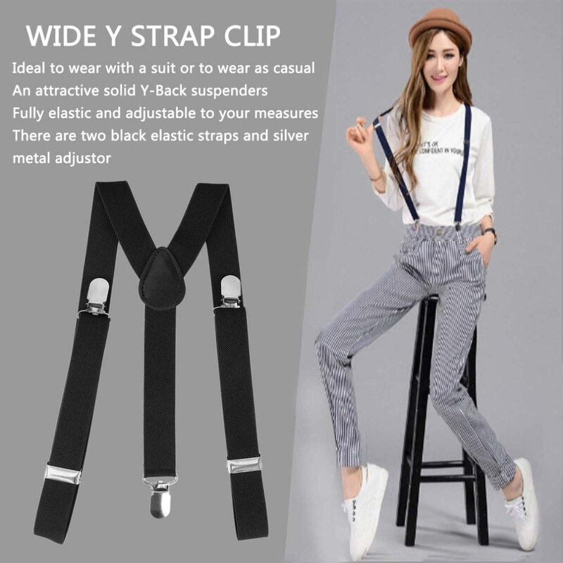 Adjustable Brace Clip-on Adjustable Unisex Men Women Pants Braces Straps Fully Elastic Y-back Suspender Belt