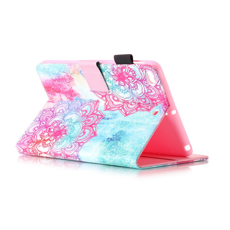 タブレット A1538 A1550 Funda 用 iPad ミニ 4 ファッション曼荼羅花柄レザーフリップ財布ケースカバー 7.9 "Coque シェルスタンド