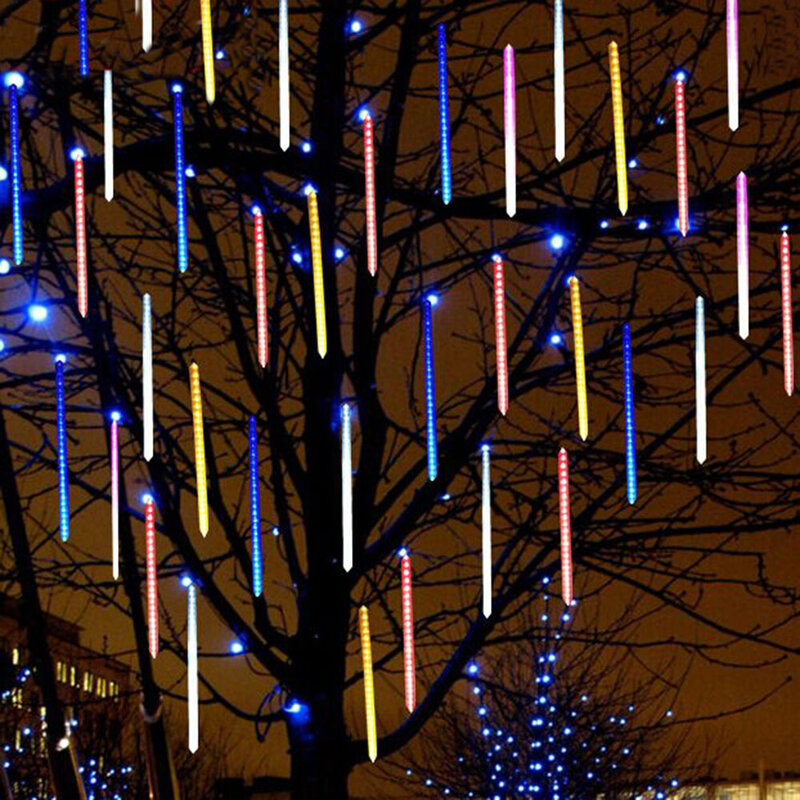 Tubos de lluvia impermeables para decoración de Navidad, lámpara de luz Led de 240V con enchufe europeo, ideal para bodas y jardines, 50cm, 30cm y 20cm
