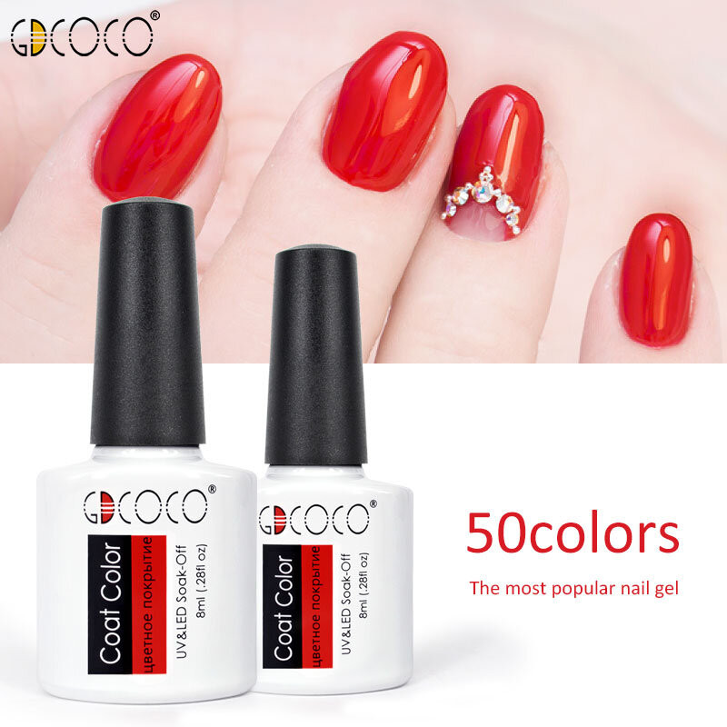 GDCOCO Gel nail polish 50 colors soak off uv led gel varnish for nail art design canni supply manicure tips color gel lacquer