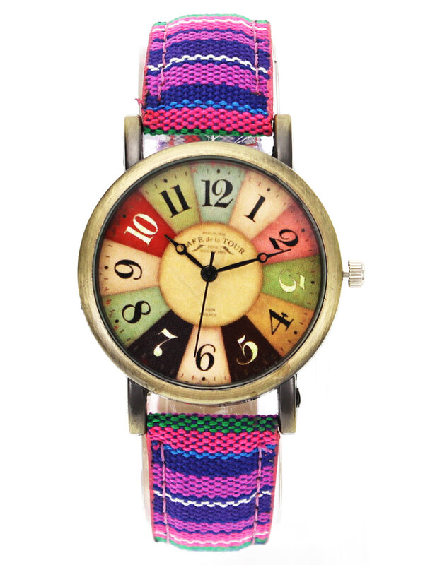 Relógio de pulso unisex Retro Quartz, padrão de filme popular, cinto de camuflagem militar, Denim Canvas Band, Fashion Sport Watch, Homens e Mulheres