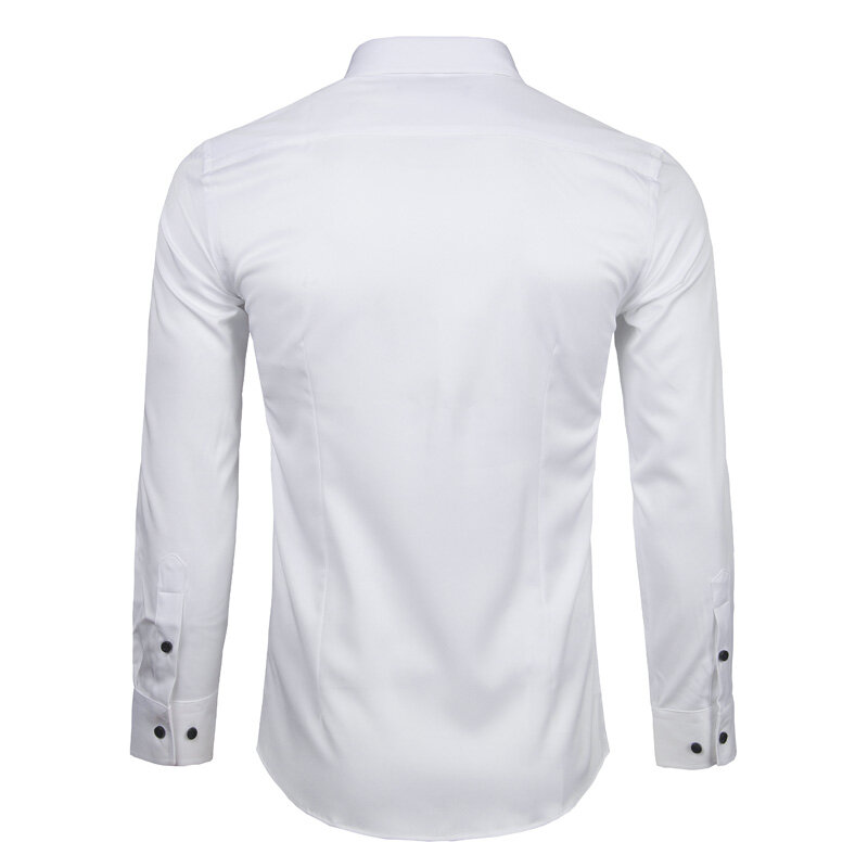Männer Bambus Faser Kleid Shirts Slim Fit Langarm Hemd 2023 Neue Casual-Taste Unten Elastische Formale Shirts für business Mann