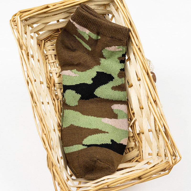 4คู่ถุงเท้าข้อเท้า Camouflage รูปแบบบุคลิกภาพตลกถุงเท้าฤดูร้อนฤดูใบไม้ร่วง Breathable Elasticity คุณภาพดีเยี่ยม Meias