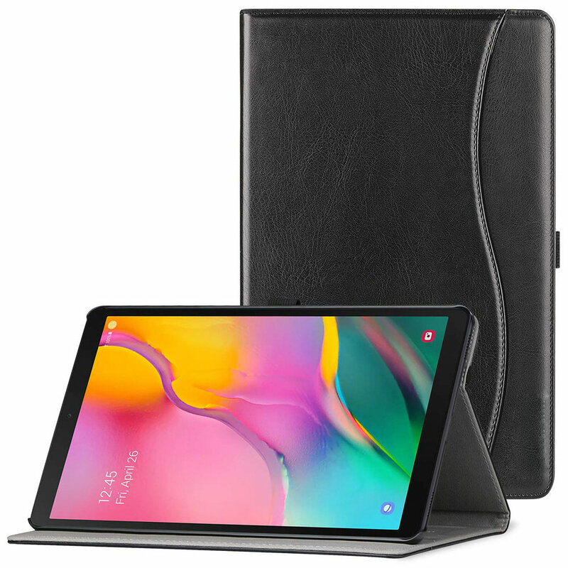 Samsung Galaxy Tab A 10.1 태블릿용 스탠드 케이스(2019 릴리스, 모델 SM-T510/T515/T517)-핸드 스트랩이 있는 프리미엄 PU 가죽 커버