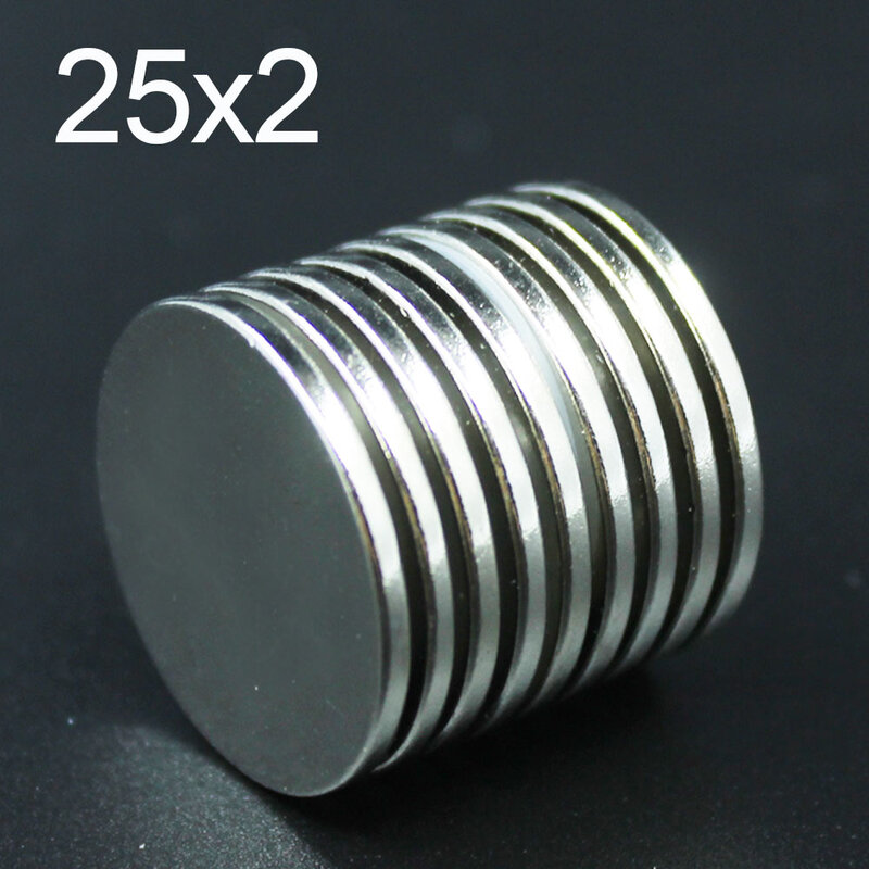5/10 sztuk 25x2 magnes neodymowy 25mm x 2mm N35 NdFeB okrągłe Super mocne silne magnetyczny stały imanes płyty 25x2