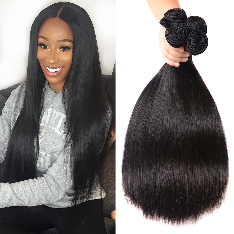 Brazilian Hair Weave 1/3/4 Bundles Straight Human Hair Bundles Thick Double Wefts Brenda Remy Hair Soft Beauty Hair Extensions
