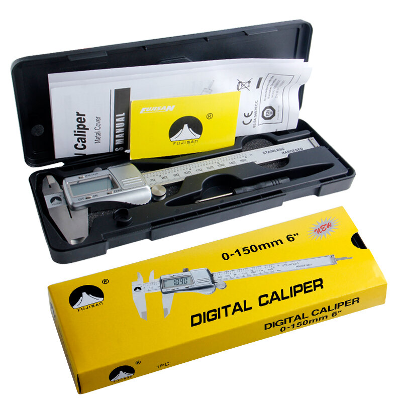 FUJISAN-Pinças Vernier Digital, Medidor Micrômetro em Aço Inoxidável, Instrumentos de Medição Eletrônica, 0-150mm, 0.01