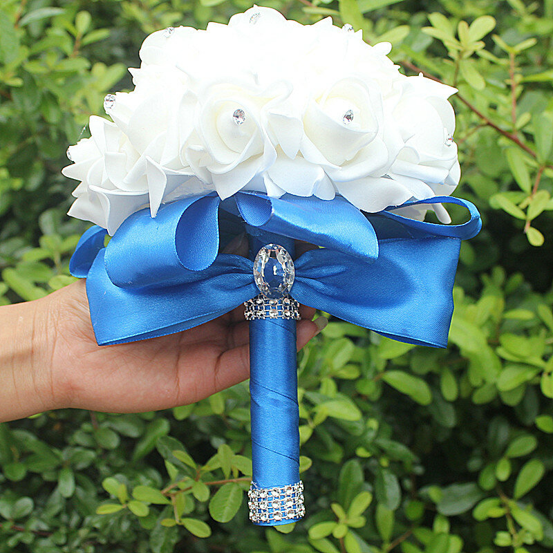 Ramo de flores de espuma de PE para dama de honor, cinta de boda falsa, 14 colores, disponible