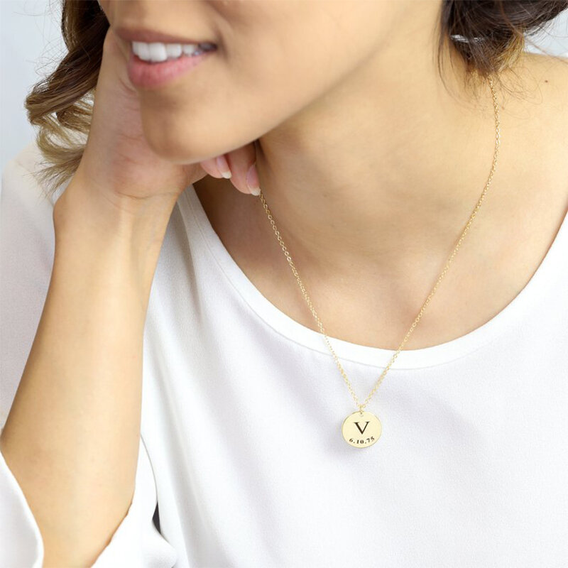 Spersonalizowana naszyjnik tabliczka ze stali nierdzewnej spersonalizowana grawerowana tabliczka z datą biżuteria naszyjnik prezent dla kobiet prezent dla niej