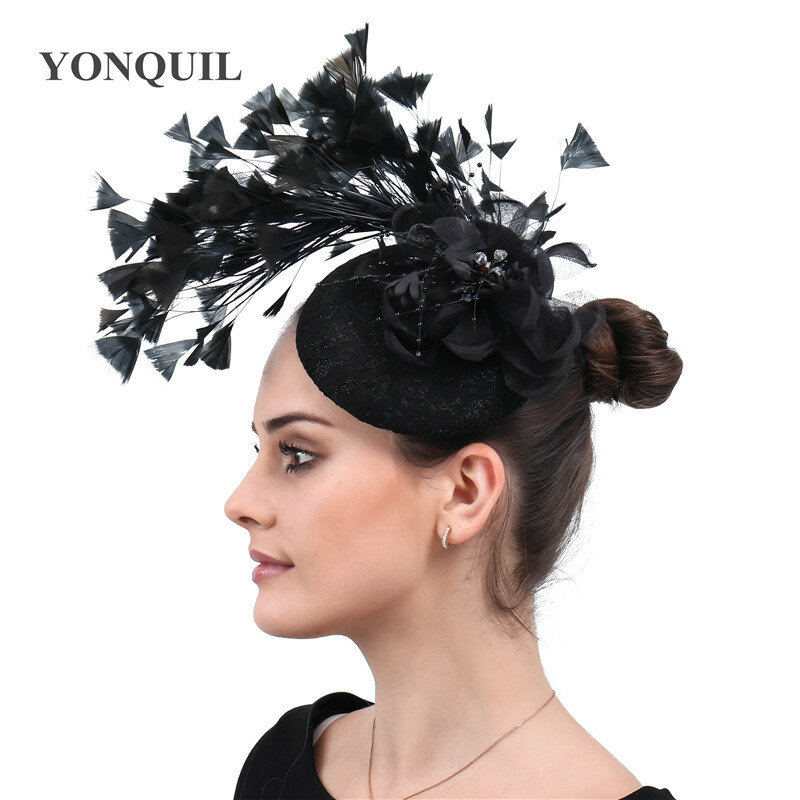 Вуалетка Vitage женская свадебная, Элегантная шляпка, аксессуары для волос, зажимы для невесты, Черная