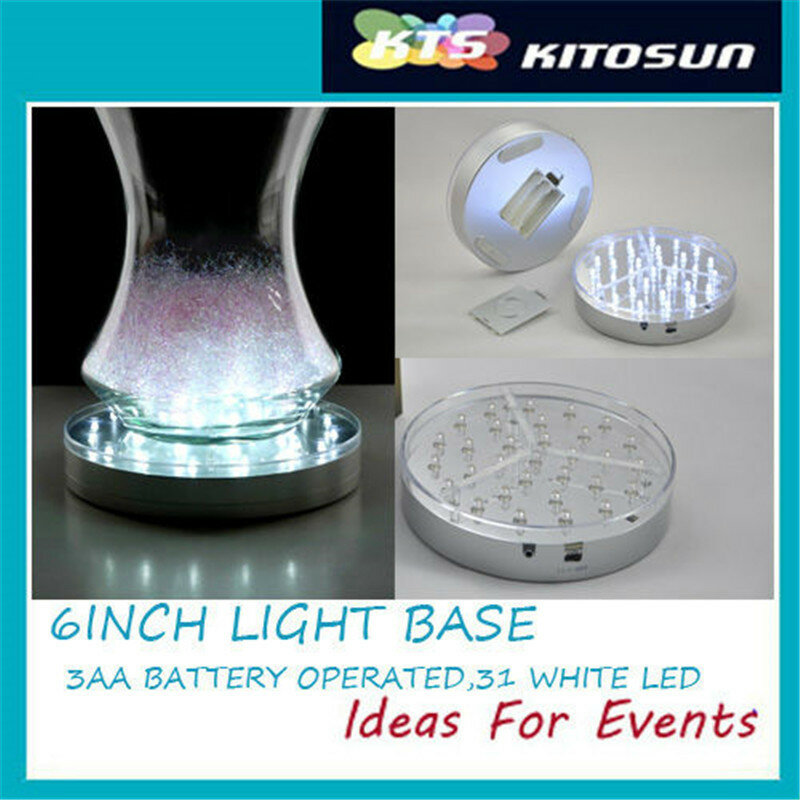 Kitosun 6 Polegada 31 pces 5mm led 3aa bateria operado branco base de luz led para vasos iluminação mesa casamento decoração