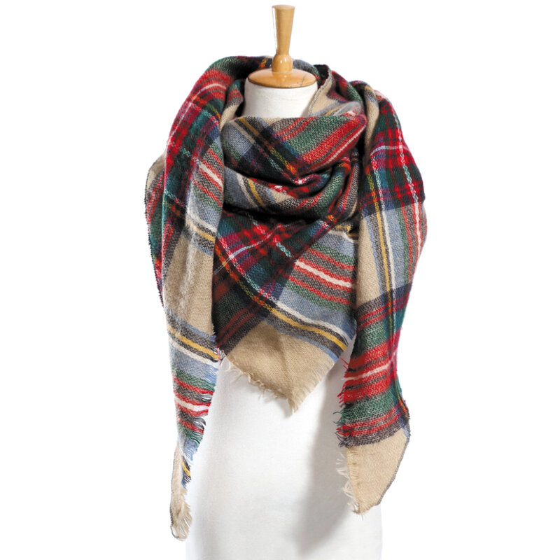 Écharpe d'hiver à carreaux pour femme, châles en cachemire triangle, chaud, designer, livraison directe, VS051