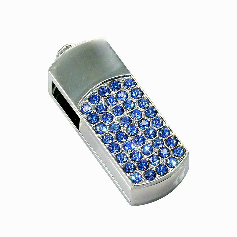 Mini clé Usb rotative en cristal pour bijoux, support à mémoire de 8GB 16GB 32GB, support à mémoire de forme collier en métal diamant, lecteur Flash, cadeau pour filles