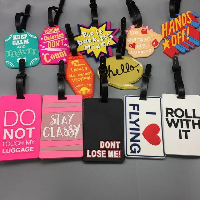 Etiquetas de equipaje de Gel de sílice con letras, accesorios de viaje, soporte para identificación de maleta, etiqueta de abordaje portátil