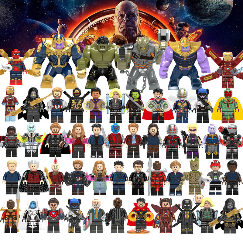 Jedna sprzedaż superbohaterowie Legoelys Avengers kapitan Marvel Ant Man Thanos Wasp Ninjia klocki Hulk czarna pantera zabawki