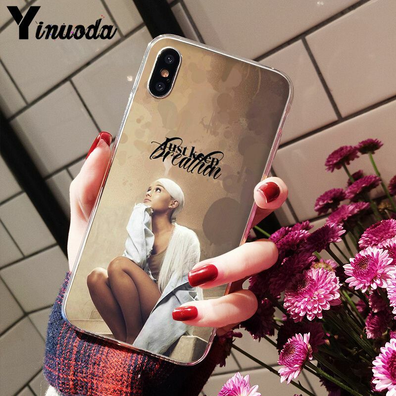 Yinuoda Ariana Grande AG édulcorant arc-en-ciel Coque souple transparente pour iPhone 8 7 6 6 S Plus 5 5 S SE XR X XS MAX Coque