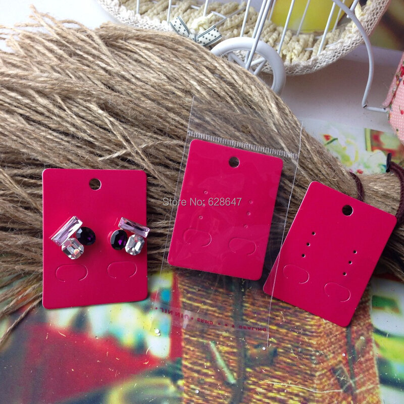 2015 new blank rosa caldo della collana di carta e carta dell&#39;orecchino schede video custom logo moq: 1000 orecchino logo printting costo extra