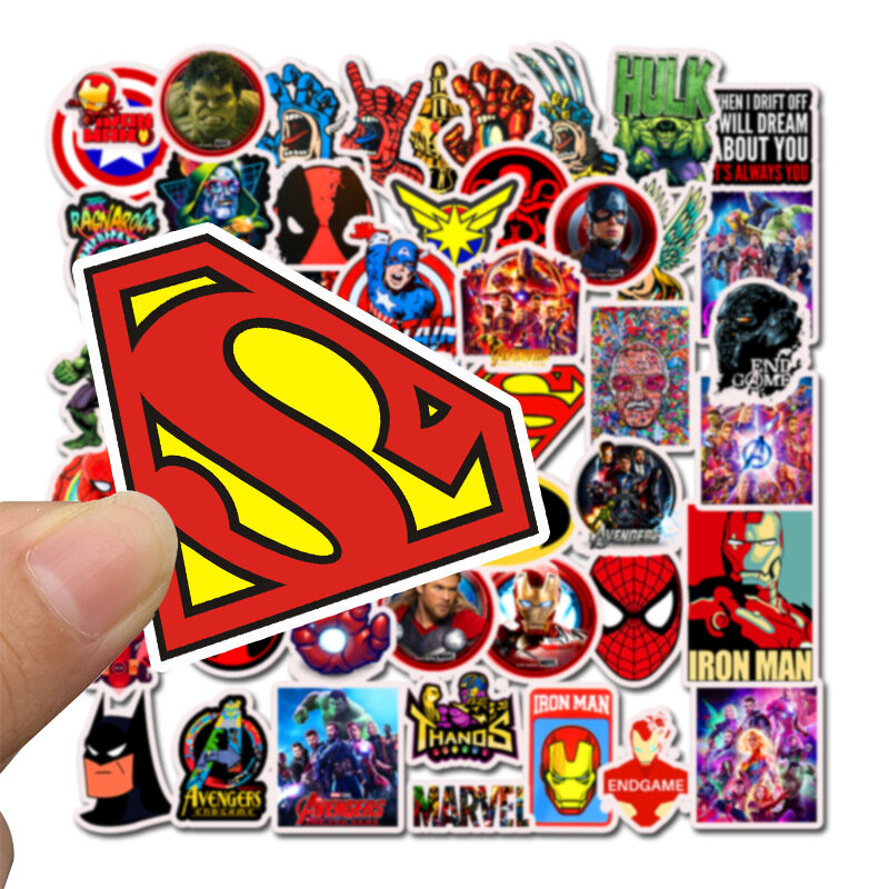 50pcs/set Avengers Endgame Stickers Marvel Toys Super Hero Hulk Iron Man Spiderman Captain American Car Sticker for Luggage Kids