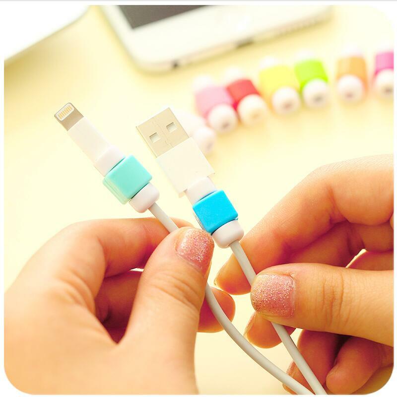 Simple Cute Cable Protector Data Line Cord Protector Protective Case Cable Winder Cover For iPhone USB Color Charging Cable